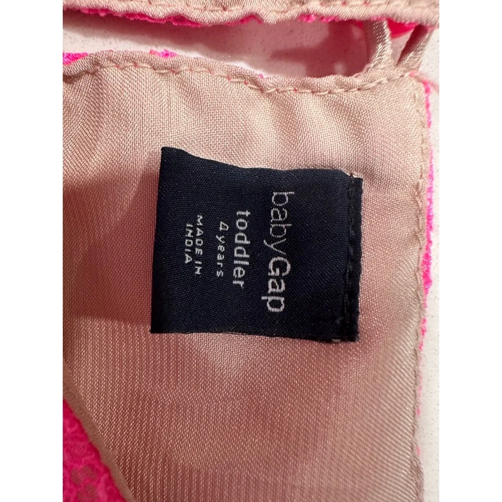 Baby Gap Toddler Girls Neon Pink Floral Lace Party Dress Size‎ 4 Years A-Line
